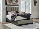Tampa Furniture Outlet Lutz - Ashley Furniture - Rowanbeck Bedroom - Queen Upholstered Panel Bed / Gray/Black - B821B2